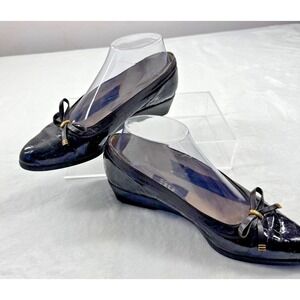 Bally Ballet Flats Women's 7.5 Brown Croc Patent Leather Bow Slip-On Classic